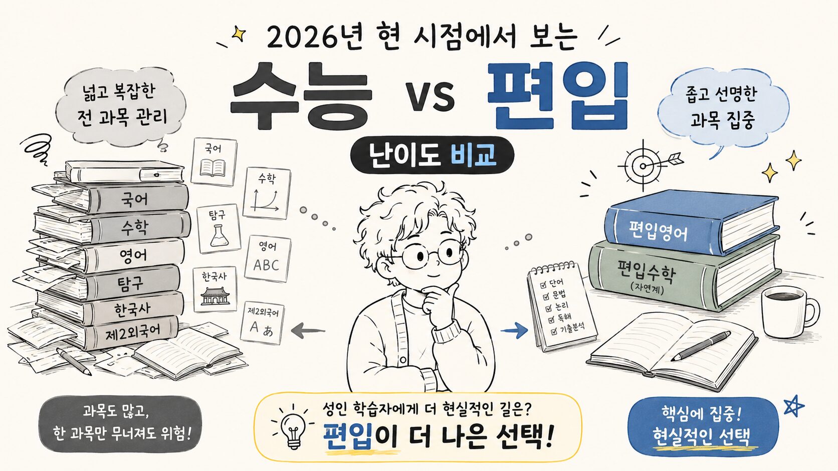 편입 수능 난이도 비교 (2026년 현 시점 기준)